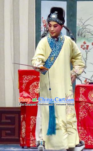 San Kan Yu Mei Chinese Ping Opera Niche Feng Jiajin Costumes and Headwear Pingju Opera Scholar Apparels Xiaosheng Clothing