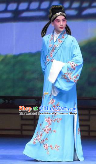 Tao Li Mei Chinese Ping Opera Niche Yan Wenmin Costumes and Headwear Pingju Opera Xiaosheng Scholar Robe Apparels Clothing