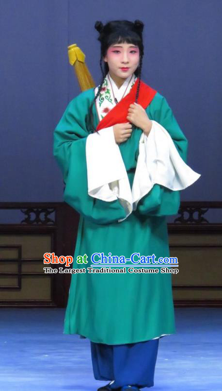 Tao Li Mei Chinese Ping Opera Young Boy Costumes and Headwear Pingju Opera Servant Apparels Clothing