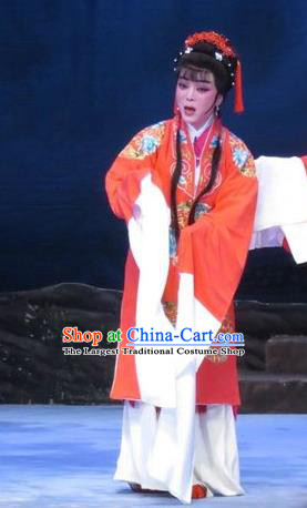 Chinese Ping Opera Bride Li Hua Apparels Costumes and Headpieces Traditional Pingju Opera Pear Blossom Love Diva Red Dress Garment