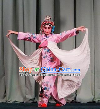 Chinese Ping Opera Young Lady Zhao Suqin Apparels Costumes and Headpieces Traditional Pingju Opera Xiaodan San Jie Lie Pink Dress Garment