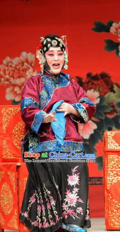 Chinese Ping Opera Procuress Apparels Costumes and Headpieces The Oil Vendor and His Pretty Bride Traditional Pingju Opera Laodan Dress Garment