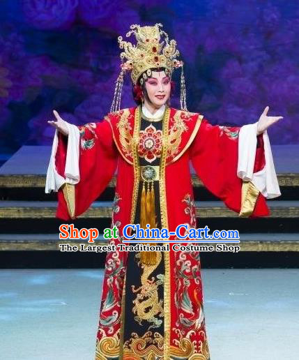 Chinese Beijing Opera Empress Apparels Costumes and Headdress The Purple Robe Story Traditional Peking Opera Queen Dress Diva Wuzetian Garment
