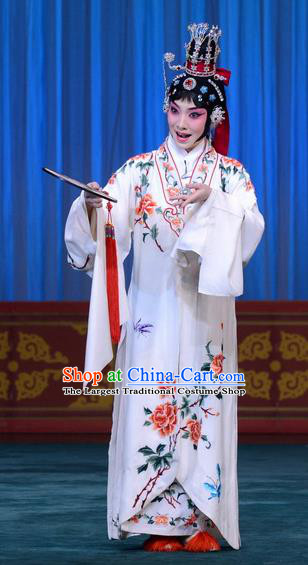 Chinese Beijing Opera Young Woman Apparels Costumes and Headdress Xie Yaohuan Traditional Peking Opera Hua Tan Dress Actress Garment