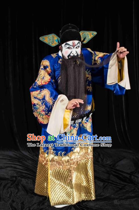 Xie Yaohuan Chinese Peking Opera Official Wu Sansi Garment Costumes and Headwear Beijing Opera Laosheng Apparels Elderly Male Clothing