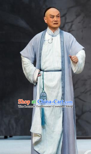 Jin LV Qu Chinese Peking Opera Young Male Garment Costumes and Headwear Beijing Opera Apparels Qing Dynasty Scholar Wu Zhaoqian Clothing