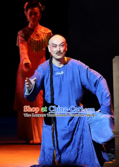 Jin LV Qu Chinese Peking Opera Garment Costumes and Headwear Beijing Opera Apparels Qing Dynasty Scholar Gu Zhenguan Clothing