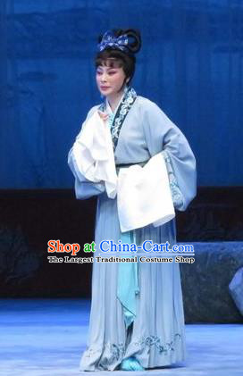Chinese Ping Opera Diva Zhang Shangzhu Apparels Costumes and Headpieces Tell on Sargam Traditional Pingju Opera Distress Maiden Dress Garment