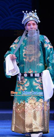 Da Song Zhong Yi Zhuan Chinese Ping Opera Laosheng Garment Costumes and Headwear Pingju Opera Minister Official Apparels Clothing
