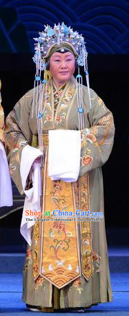 Chinese Ping Opera Noble Dame Apparels Costumes and Headpieces Da Song Zhong Yi Zhuan Traditional Pingju Opera Elderly Woman Dress Garment