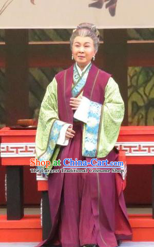 Chinese Ping Opera Dame Apparels Costumes and Headpieces Southeast Fly the Peacocks Traditional Pingju Opera Elderly Woman Dress Garment