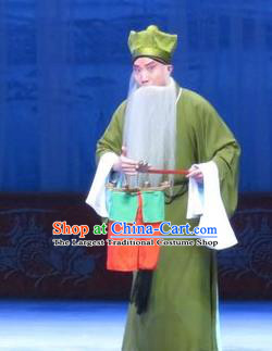 Tell on Sargam Chinese Ping Opera Elderly Male Garment Costumes and Headwear Pingju Opera Old Servant Zhang Zhong Apparels Clothing