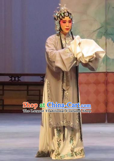 Chinese Ping Opera Distress Female Apparels Costumes and Headpieces Southeast Fly the Peacocks Traditional Pingju Opera Diva Liu Lanzhi Dress Garment