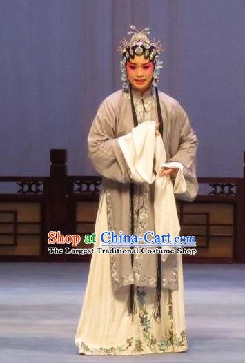 Chinese Ping Opera Distress Female Apparels Costumes and Headpieces Southeast Fly the Peacocks Traditional Pingju Opera Diva Liu Lanzhi Dress Garment