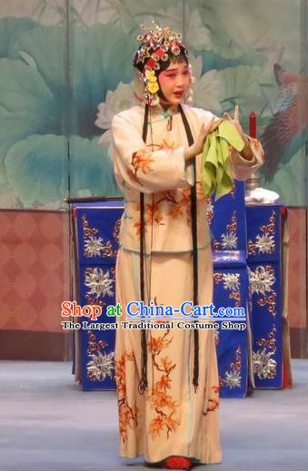 Chinese Ping Opera Xiao Dan Apparels Costumes and Headpieces Southeast Fly the Peacocks Traditional Pingju Opera Young Girl Dress Garment
