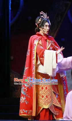 Chinese Ping Opera Empress Liu E Apparels Costumes and Headpieces Traditional Pingju Opera Palm Civet for Prince Noble Consort Red Dress Garment