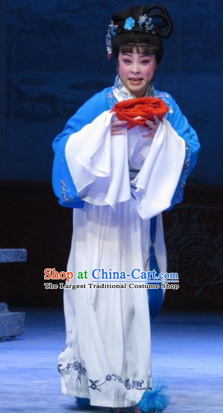 Chinese Ping Opera Distress Maiden Apparels Costumes and Headpieces Tell on Sargam Traditional Pingju Opera Diva Zhang Shangzhu Dress Garment