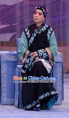 Chinese Beijing Opera Elderly Female Apparels Costumes and Headdress Han Yuniang Traditional Peking Opera Laodan Dress Pantaloon Garment