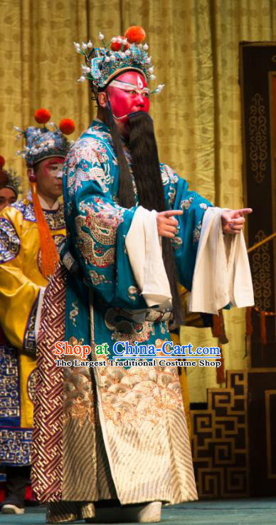 San Da Tao Sanchun Chinese Peking Opera Laosheng Garment Costumes and Headwear Beijing Opera Apparels Official Green Robe Clothing