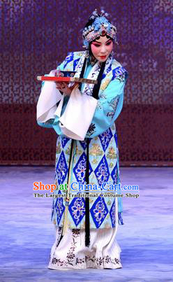 Chinese Beijing Opera Taoist Nun Apparels Costumes and Headdress Han Yuniang Traditional Peking Opera Actress Dress Young Female Garment