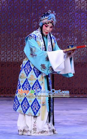 Chinese Beijing Opera Taoist Nun Apparels Costumes and Headdress Han Yuniang Traditional Peking Opera Actress Dress Young Female Garment