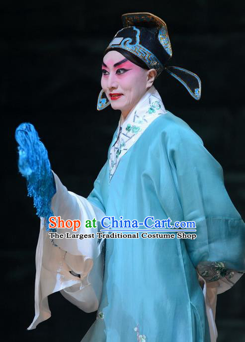 On A Wall and Horse Chinese Peking Opera Scholar Garment Costumes and Headwear Beijing Opera Young Male Apparels Childe Pei Shaojun Clothing