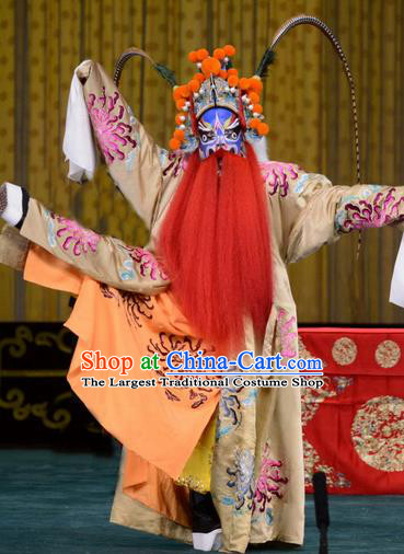 Chained Traps Chinese Peking Opera Old Man Dou Erdun Garment Costumes and Headwear Beijing Opera Takefu Apparels Martial Male Clothing
