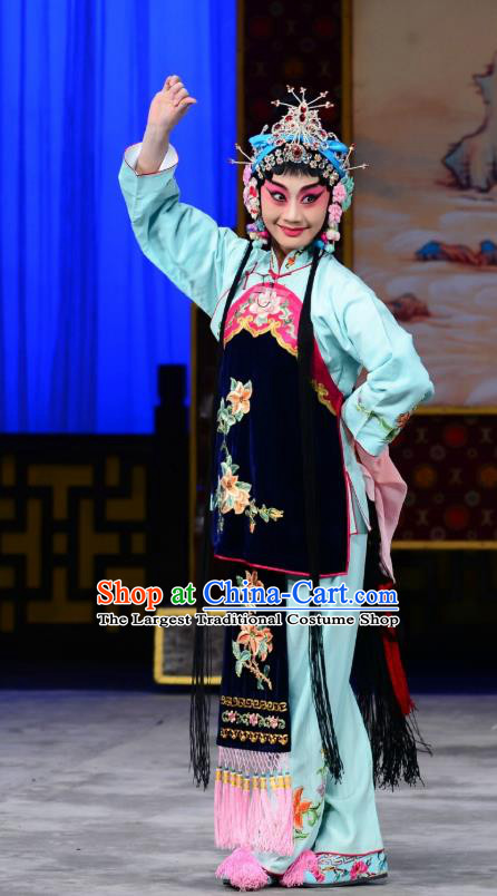 Chinese Beijing Opera Young Beauty Chen Xiuying Apparels Romance of the Iron Bow Costumes and Headpieces Traditional Peking Opera Hua Tan Dress Actress Garment