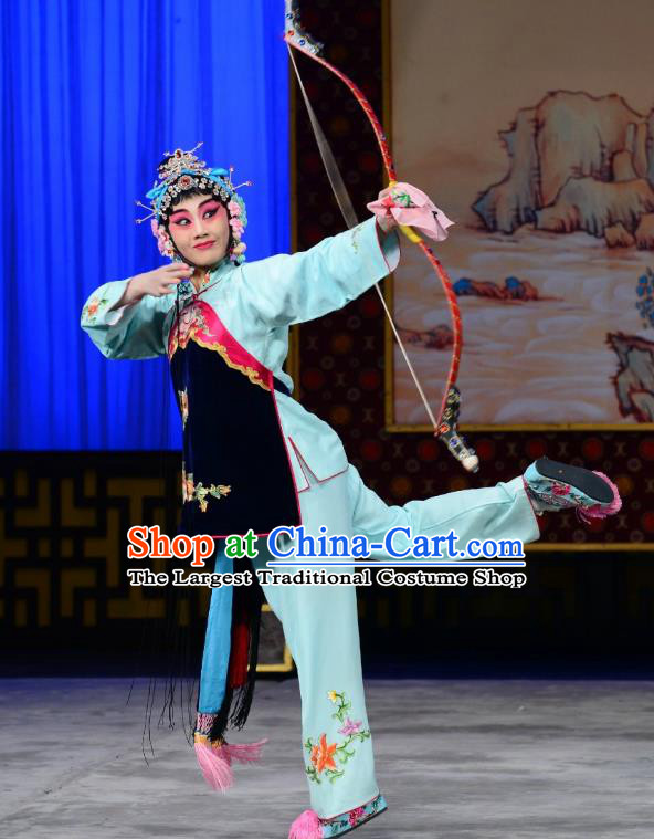 Chinese Beijing Opera Young Beauty Chen Xiuying Apparels Romance of the Iron Bow Costumes and Headpieces Traditional Peking Opera Hua Tan Dress Actress Garment