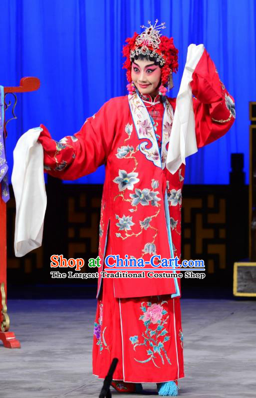 Chinese Beijing Opera Hua Tan Chen Xiuying Apparels Romance of the Iron Bow Costumes and Headpieces Traditional Peking Opera Bride Dress Wedding Garment