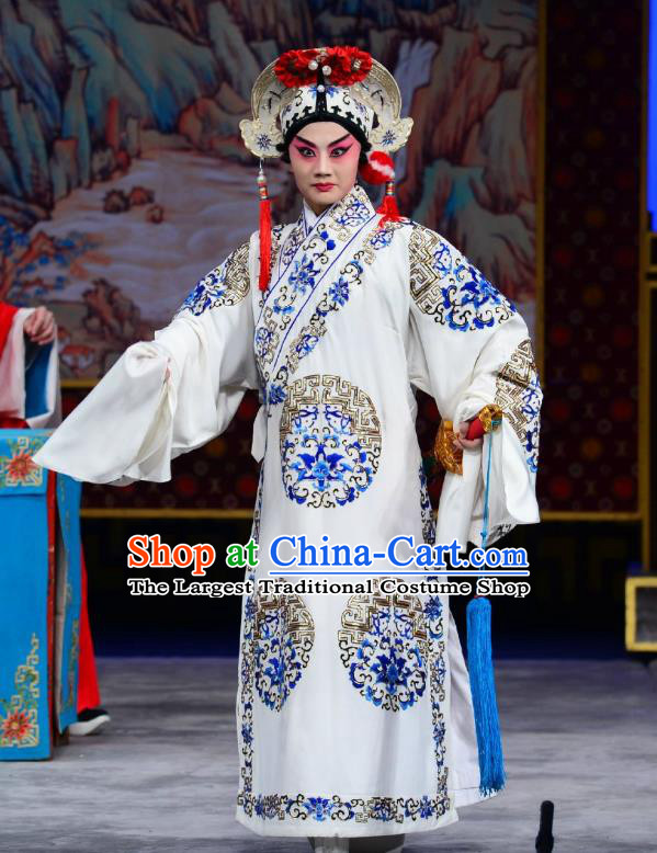 Romance of the Iron Bow Chinese Peking Opera Xiaosheng Garment Costumes and Headwear Beijing Opera Niche Apparels Martial Male Kuang Zhong Clothing