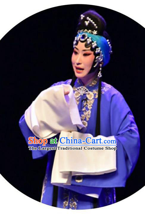 Chinese Beijing Opera Young Female Apparels Qing Tian Dao Costumes and Headpieces Traditional Peking Opera Actress Dress Distress Maiden Garment