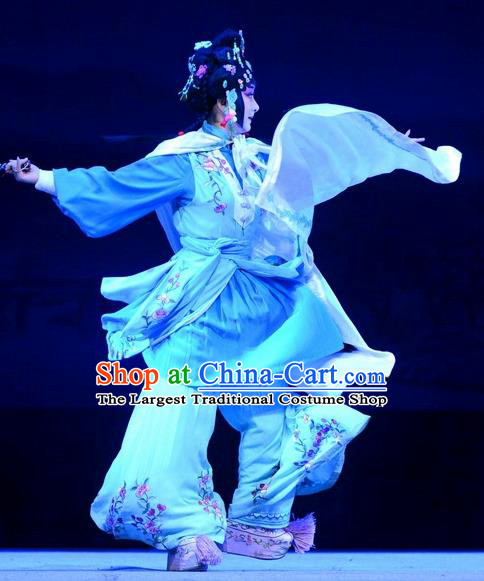 Chinese Beijing Opera Xiaodan Servant Girl Apparels Tian Dao Xing Costumes and Headdress Traditional Peking Opera Li Ruilian Dress Maidservant Garment