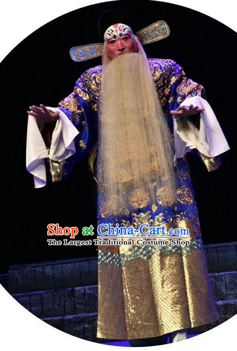 Qing Tian Dao Chinese Peking Opera Elderly Male Yan Song Garment Costumes and Headwear Beijing Opera Official Apparels Minister Clothing