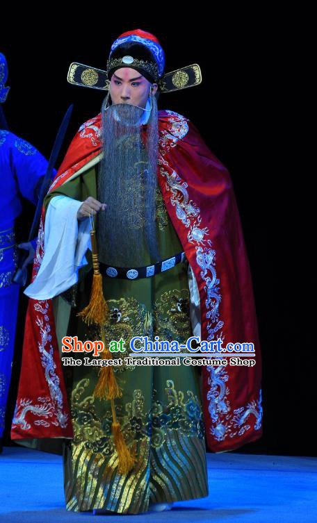 Tian Dao Xing Chinese Peking Opera Elderly Official Garment Costumes and Headwear Beijing Opera Laosheng Apparels Grand Coordinator Clothing