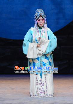 Chinese Beijing Opera Taoist Nun Apparels Costumes and Headdress On A Wall and Horse Traditional Peking Opera Hua Tan Li Qianjun Dress Young Woman Garment