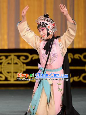 Chinese Beijing Opera Maidservant Apparels Ba Zhen Tang Costumes and Headpieces Traditional Peking Opera Xiaodan Dress Young Lady Chun Lan Garment