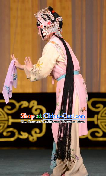 Chinese Beijing Opera Maidservant Apparels Ba Zhen Tang Costumes and Headpieces Traditional Peking Opera Xiaodan Dress Young Lady Chun Lan Garment