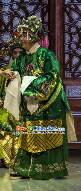 Chinese Beijing Opera Dame Apparels Ba Zhen Tang Costumes and Headpieces Traditional Peking Opera Pantaloon Dress Elderly Female Sun Shulin Garment