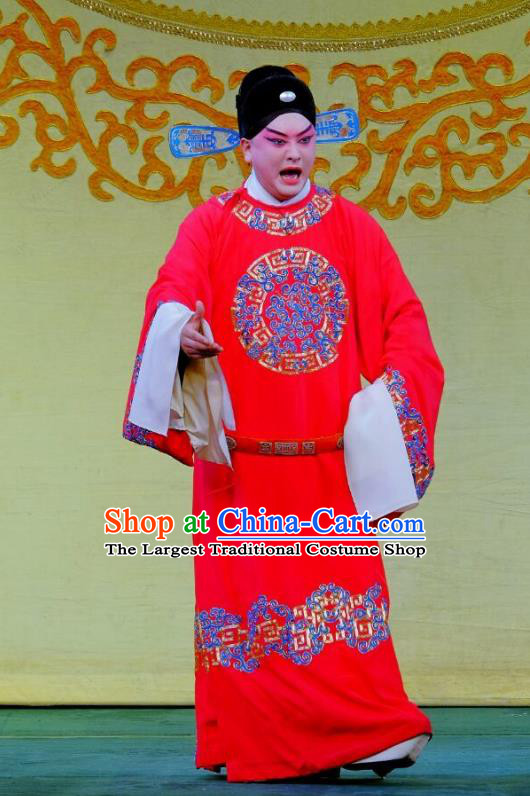 Ba Zhen Tang Chinese Peking Opera Niche Garment Costumes and Headwear Beijing Opera Young Male Apparels Official Zhou Ziqing Clothing