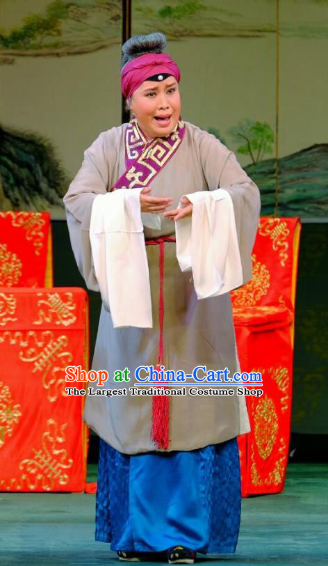 Chinese Beijing Opera Dame Apparels Ba Zhen Tang Costumes and Headpieces Traditional Peking Opera Elderly Female Dress Pantaloon Sun Shulin Garment