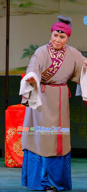 Chinese Beijing Opera Dame Apparels Ba Zhen Tang Costumes and Headpieces Traditional Peking Opera Elderly Female Dress Pantaloon Sun Shulin Garment