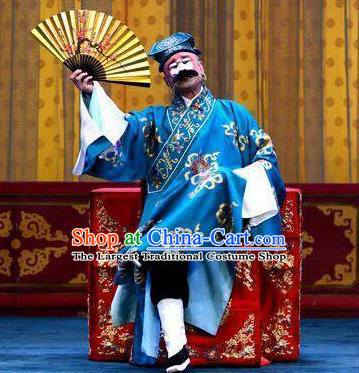Qi Yuan Bao Chinese Peking Opera Bully Zhao Da Garment Costumes and Headwear Beijing Opera Chou Role Apparels Clothing