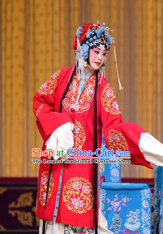 Chinese Beijing Opera Young Mistress Apparels Qi Shuang Hui Costumes and Headdress Traditional Peking Opera Actress Dress Bride Li Guizhi Garment