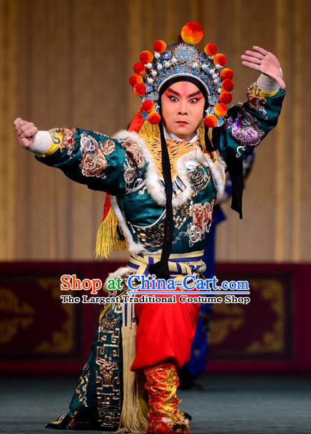Hu Jia Zhuang Chinese Peking Opera Takefu Garment Costumes and Headwear Beijing Opera Martial Male Apparels Young Man Zhu Biao Clothing