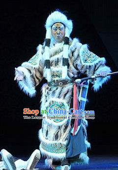 Yue Zhao Sai Bei Chinese Peking Opera Young Male Garment Costumes and Headwear Beijing Opera General Baer Tu Apparels Armor Clothing