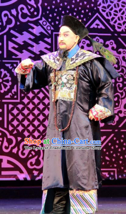 Yue Zhao Sai Bei Chinese Peking Opera Official Garment Costumes and Headwear Beijing Opera Apparels Qing Dynasty Minister Clothing
