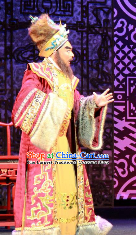 Yue Zhao Sai Bei Chinese Peking Opera Lord Garment Costumes and Headwear Beijing Opera Elderly Male Apparels Royal Highness Clothing