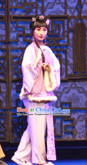 Chinese Beijing Opera Maidservant Apparels Yue Zhao Sai Bei Costumes and Headdress Traditional Peking Opera Servant Girl Dress Garment