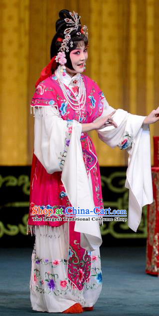 Chinese Beijing Opera Young Lady Apparels Hongniang Costumes and Headpieces Traditional Peking Opera Diva Dress Hua Tan Garment